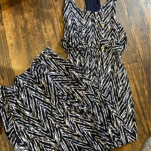 Navy Blue/White Maxi Dress